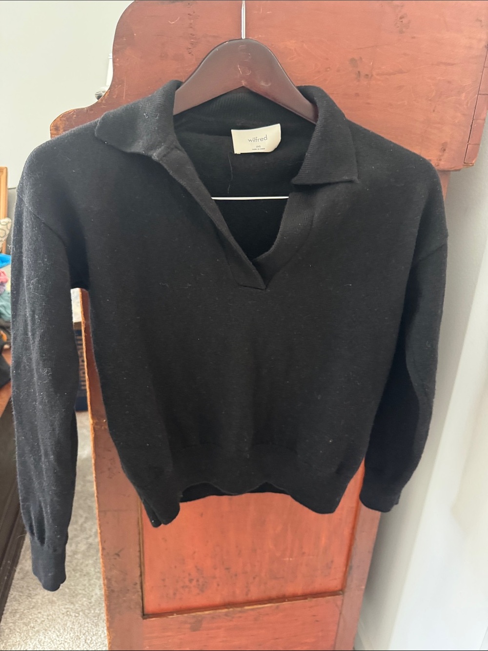Wilfred Clara Sweater Black Crew Neck Size 2XS